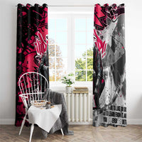 Hip Hop Graffiti Design Window Curtain Sitting Hooded Figure and Red Black Street Art Elements - Wonder Print Shop