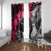 Hip Hop Graffiti Design Window Curtain Sitting Hooded Figure and Red Black Street Art Elements - Wonder Print Shop
