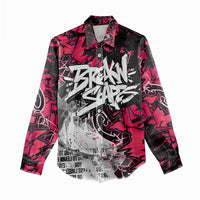 Hip Hop Graffiti Design Women Casual Shirt Sitting Hooded Figure and Red Black Street Art Elements - Wonder Print Shop