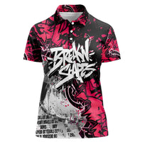 Hip Hop Graffiti Design Women Polo Shirt Sitting Hooded Figure and Red Black Street Art Elements - Wonder Print Shop