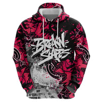 Hip Hop Graffiti Design Zip Hoodie Sitting Hooded Figure and Red Black Street Art Elements - Wonder Print Shop