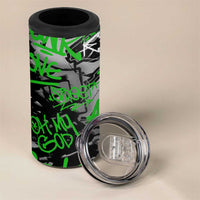 Graffiti Street Art 4 in 1 Can Cooler Tumbler Smoking Ape Character and Neon Crown Symbols in Green and Yellow Graphic Design - Wonder Print Shop