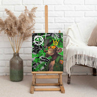 Graffiti Street Art Canvas Wall Art Smoking Ape Character and Neon Crown Symbols in Green and Yellow Graphic Design - Wonder Print Shop