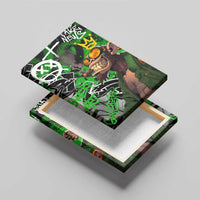 Graffiti Street Art Canvas Wall Art Smoking Ape Character and Neon Crown Symbols in Green and Yellow Graphic Design - Wonder Print Shop