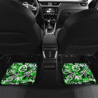 Graffiti Street Art Car Mats Smoking Ape Character and Neon Crown Symbols in Green and Yellow Graphic Design - Wonder Print Shop