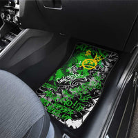 Graffiti Street Art Car Mats Smoking Ape Character and Neon Crown Symbols in Green and Yellow Graphic Design - Wonder Print Shop