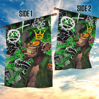 Graffiti Street Art Garden Flag Smoking Ape Character and Neon Crown Symbols in Green and Yellow Graphic Design - Wonder Print Shop