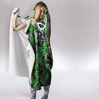 Graffiti Street Art Hooded Blanket Smoking Ape Character and Neon Crown Symbols in Green and Yellow Graphic Design - Wonder Print Shop