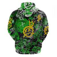 Graffiti Street Art Hoodie Smoking Ape Character and Neon Crown Symbols in Green and Yellow Graphic Design - Wonder Print Shop