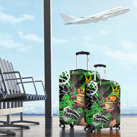 Graffiti Street Art Luggage Cover Smoking Ape Character and Neon Crown Symbols in Green and Yellow Graphic Design - Wonder Print Shop