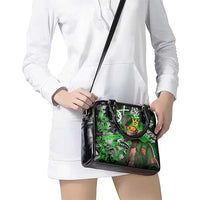 Graffiti Street Art Shoulder Handbag Smoking Ape Character and Neon Crown Symbols in Green and Yellow Graphic Design - Wonder Print Shop