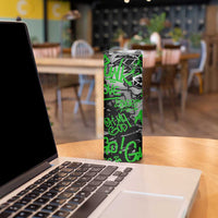 Graffiti Street Art Skinny Tumbler Smoking Ape Character and Neon Crown Symbols in Green and Yellow Graphic Design - Wonder Print Shop