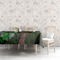 Graffiti Street Art Tablecloth Smoking Ape Character and Neon Crown Symbols in Green and Yellow Graphic Design - Wonder Print Shop