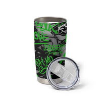 Graffiti Street Art Tumbler Cup Smoking Ape Character and Neon Crown Symbols in Green and Yellow Graphic Design - Wonder Print Shop