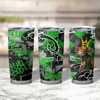 Graffiti Street Art Tumbler Cup Smoking Ape Character and Neon Crown Symbols in Green and Yellow Graphic Design - Wonder Print Shop