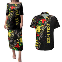 Lion King Africa Graffiti Street Art Couples Matching Puletasi and Hawaiian Shirt Bold Text and Neon Colors Design - Wonder Print Shop