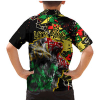 Lion King Africa Graffiti Street Art Family Matching Mermaid Dress and Hawaiian Shirt Bold Text and Neon Colors Design - Wonder Print Shop