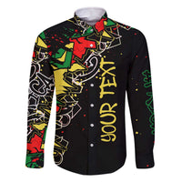 Lion King Africa Graffiti Street Art Family Matching Off The Shoulder Long Sleeve Dress and Hawaiian Shirt Bold Text and Neon Colors Design - Wonder Print Shop