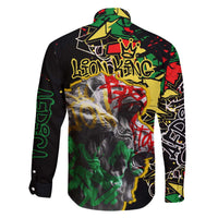 Lion King Africa Graffiti Street Art Family Matching Off The Shoulder Long Sleeve Dress and Hawaiian Shirt Bold Text and Neon Colors Design - Wonder Print Shop