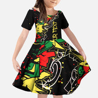 Lion King Africa Graffiti Street Art Family Matching Off Shoulder Maxi Dress and Hawaiian Shirt Bold Text and Neon Colors Design - Wonder Print Shop