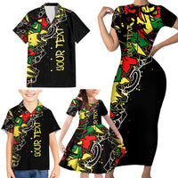 Lion King Africa Graffiti Street Art Family Matching Short Sleeve Bodycon Dress and Hawaiian Shirt Bold Text and Neon Colors Design - Wonder Print Shop