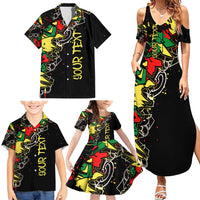Lion King Africa Graffiti Street Art Family Matching Summer Maxi Dress and Hawaiian Shirt Bold Text and Neon Colors Design - Wonder Print Shop