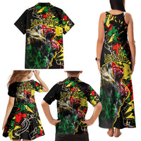 Lion King Africa Graffiti Street Art Family Matching Tank Maxi Dress and Hawaiian Shirt Bold Text and Neon Colors Design - Wonder Print Shop