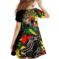Lion King Africa Graffiti Street Art Kid Short Sleeve Dress Bold Text and Neon Colors Design - Wonder Print Shop
