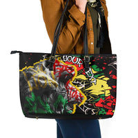 Lion King Africa Graffiti Street Art Leather Tote Bag Bold Text and Neon Colors Design - Wonder Print Shop