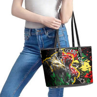 Lion King Africa Graffiti Street Art Leather Tote Bag Bold Text and Neon Colors Design - Wonder Print Shop