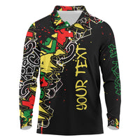 Lion King Africa Graffiti Street Art Long Sleeve Polo Shirt Bold Text and Neon Colors Design - Wonder Print Shop