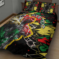 Lion King Africa Graffiti Street Art Quilt Bed Set Bold Text and Neon Colors Design - Wonder Print Shop