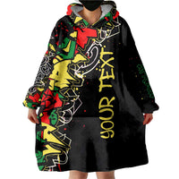 Lion King Africa Graffiti Street Art Wearable Blanket Hoodie Bold Text and Neon Colors Design - Wonder Print Shop