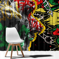 Lion King Africa Graffiti Street Art Window Curtain Bold Text and Neon Colors Design - Wonder Print Shop