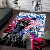 Statue of Liberty Graffiti Street Art Area Rug America Text and 4th of July Theme in Red White and Blue Design - Wonder Print Shop
