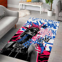 Statue of Liberty Graffiti Street Art Area Rug America Text and 4th of July Theme in Red White and Blue Design - Wonder Print Shop