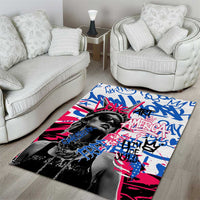Statue of Liberty Graffiti Street Art Area Rug America Text and 4th of July Theme in Red White and Blue Design - Wonder Print Shop