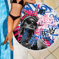 Statue of Liberty Graffiti Street Art Beach Blanket America Text and 4th of July Theme in Red White and Blue Design - Wonder Print Shop