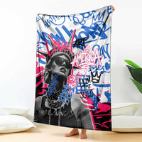 Statue of Liberty Graffiti Street Art Blanket America Text and 4th of July Theme in Red White and Blue Design - Wonder Print Shop