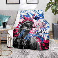 Statue of Liberty Graffiti Street Art Blanket America Text and 4th of July Theme in Red White and Blue Design - Wonder Print Shop