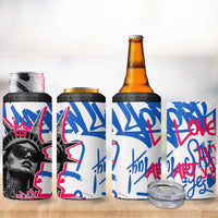 Statue of Liberty Graffiti Street Art 4 in 1 Can Cooler Tumbler America Text and 4th of July Theme in Red White and Blue Design - Wonder Print Shop