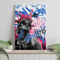 Statue of Liberty Graffiti Street Art Canvas Wall Art America Text and 4th of July Theme in Red White and Blue Design - Wonder Print Shop