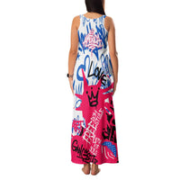 Statue of Liberty Graffiti Street Art Family Matching Tank Maxi Dress and Hawaiian Shirt America Text and 4th of July Theme in Red White and Blue Design - Wonder Print Shop