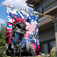 Statue of Liberty Graffiti Street Art Garden Flag America Text and 4th of July Theme in Red White and Blue Design - Wonder Print Shop