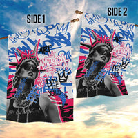 Statue of Liberty Graffiti Street Art Garden Flag America Text and 4th of July Theme in Red White and Blue Design - Wonder Print Shop