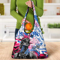 Statue of Liberty Graffiti Street Art Grocery Bag America Text and 4th of July Theme in Red White and Blue Design - Wonder Print Shop