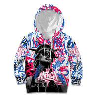 Statue of Liberty Graffiti Street Art Kid Hoodie America Text and 4th of July Theme in Red White and Blue Design - Wonder Print Shop