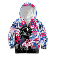 Statue of Liberty Graffiti Street Art Kid Hoodie America Text and 4th of July Theme in Red White and Blue Design - Wonder Print Shop