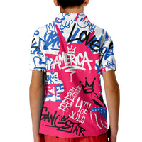 Statue of Liberty Graffiti Street Art Kid Polo Shirt America Text and 4th of July Theme in Red White and Blue Design - Wonder Print Shop