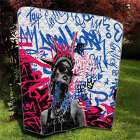Statue of Liberty Graffiti Street Art Quilt America Text and 4th of July Theme in Red White and Blue Design - Wonder Print Shop